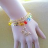 春夏韓國時尚水晶手鏈批發(fā) 韓版蝴蝶吊墜水晶多層手鏈